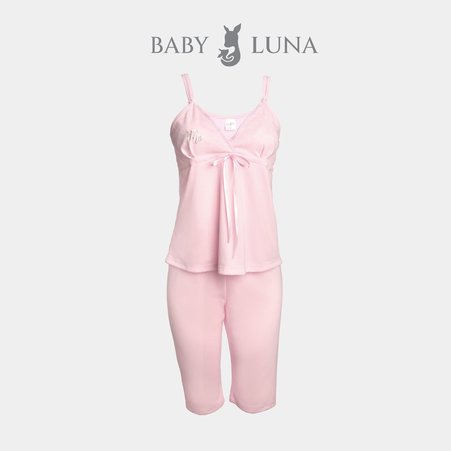 Pijama Materna con Capri - Rosado